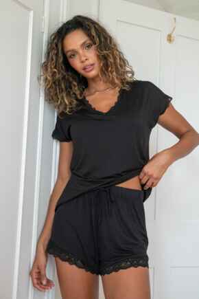 Sofa Loves Lace Soft Jersey Short - Black