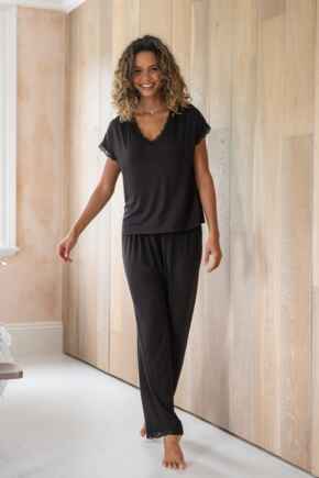 Sofa Loves Lace Soft Jersey Trouser - Black