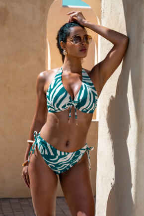 Madrid Adjustable Bikini Brief - Teal/White