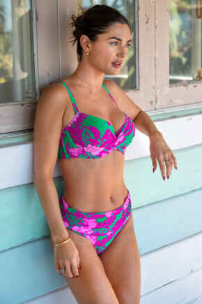Free Spirit Fold Over Brief - Green Pink Flower