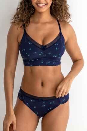 Love To Lounge Cotton Lightly Padded Non-Wired Bra - Navy/Blue Floral