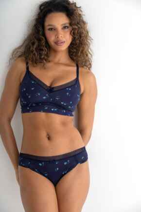 Love To Lounge Cotton Brief - Navy/Blue Floral