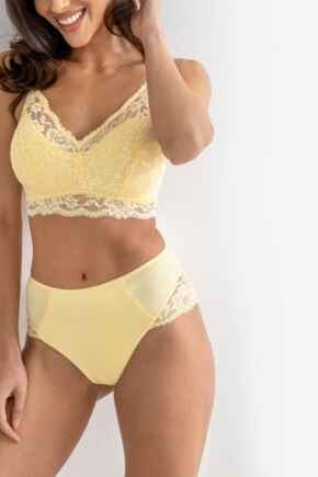 Love To Lounge Lace and Modal Rib Midi Brief - Soft Lemon