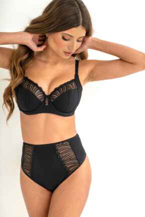 Olivia Embroidery Deep Brief - Black