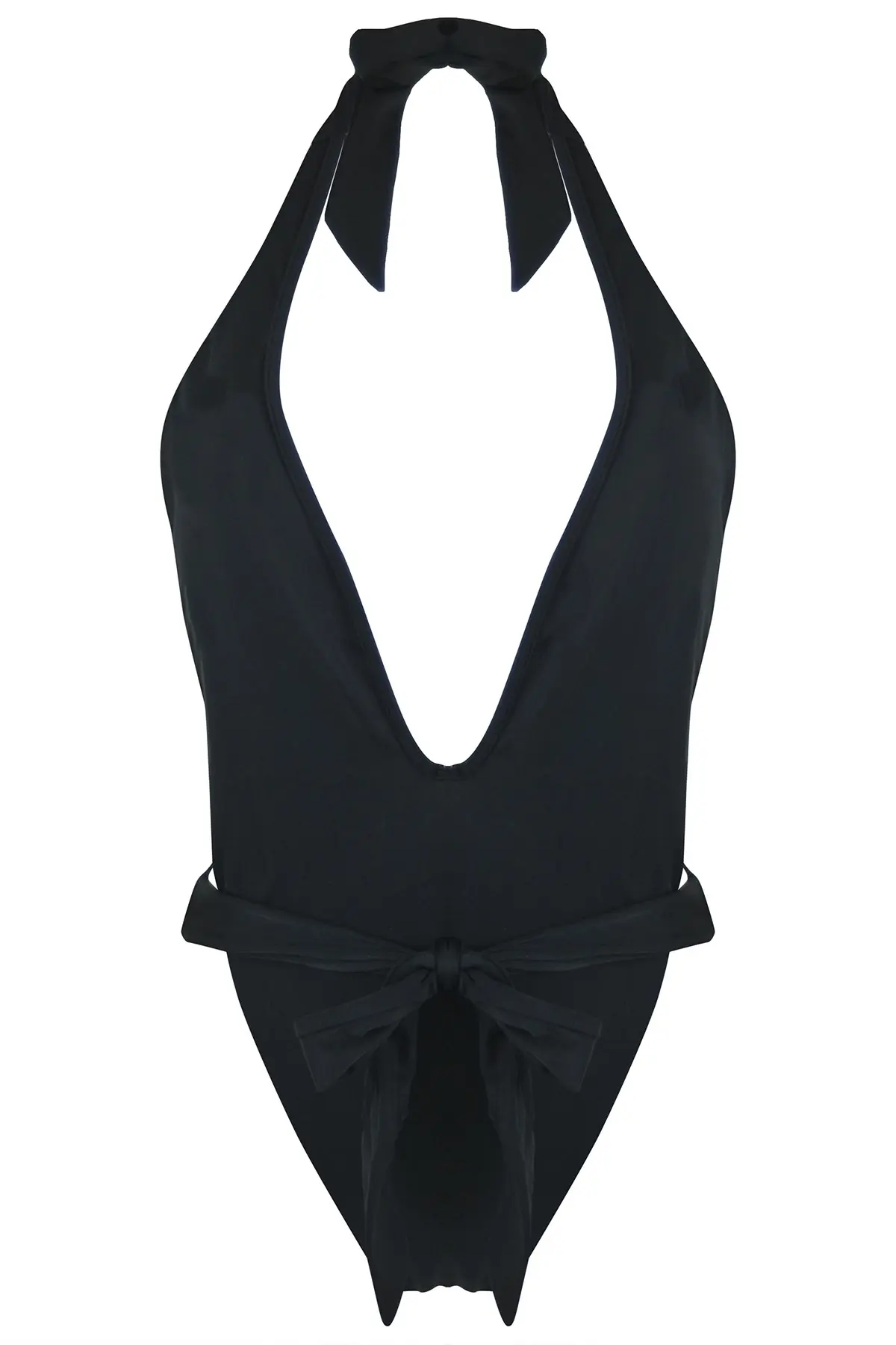 LBS Tie Halter Cut Out Swimsuit | Black | Pour Moi