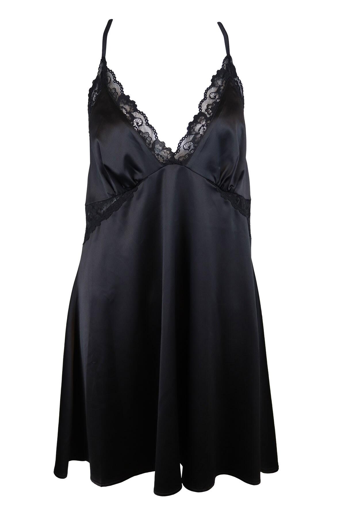 Dusk Satin Chemise | Black | Pour Moi Clothing