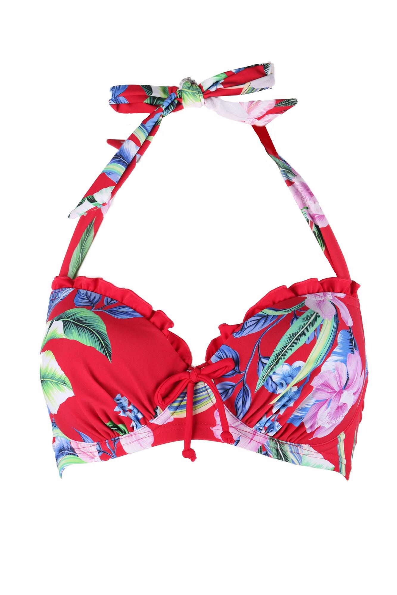 Miami Brights Lightly Padded Halter Underwired Top Red Pour Moi 1535