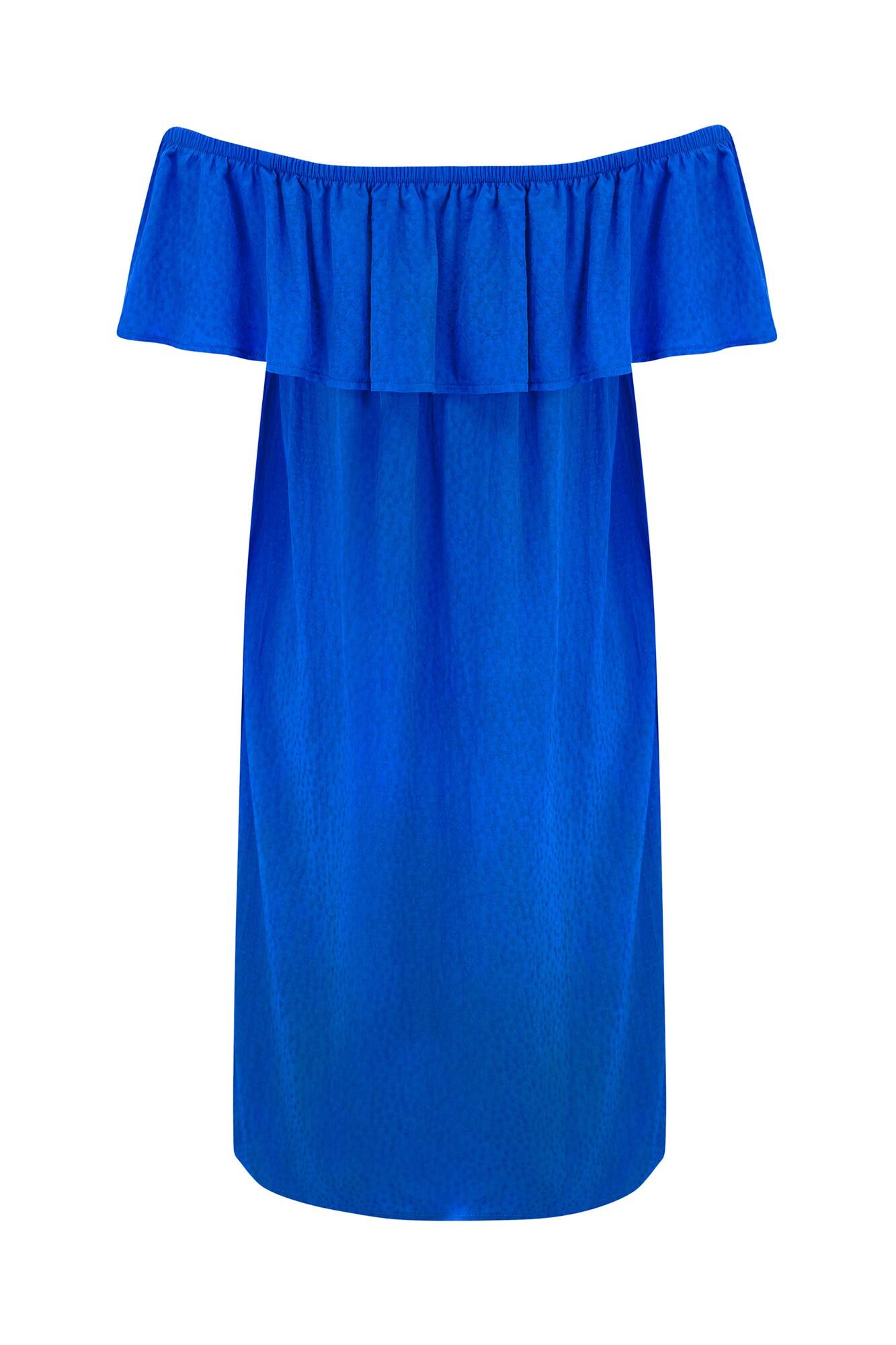 Textured Woven Bardot Beach Dress | Ultramarine | Pour Moi Clothing