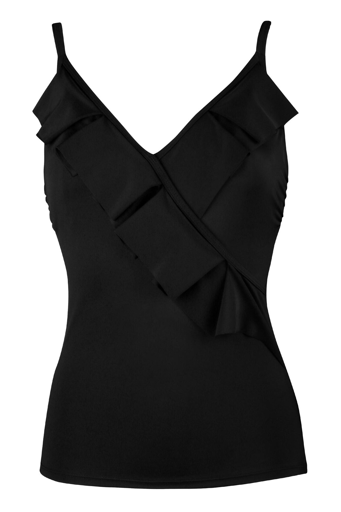 Space Frill Underwired Tankini Top in Black | Pour Moi Clothing