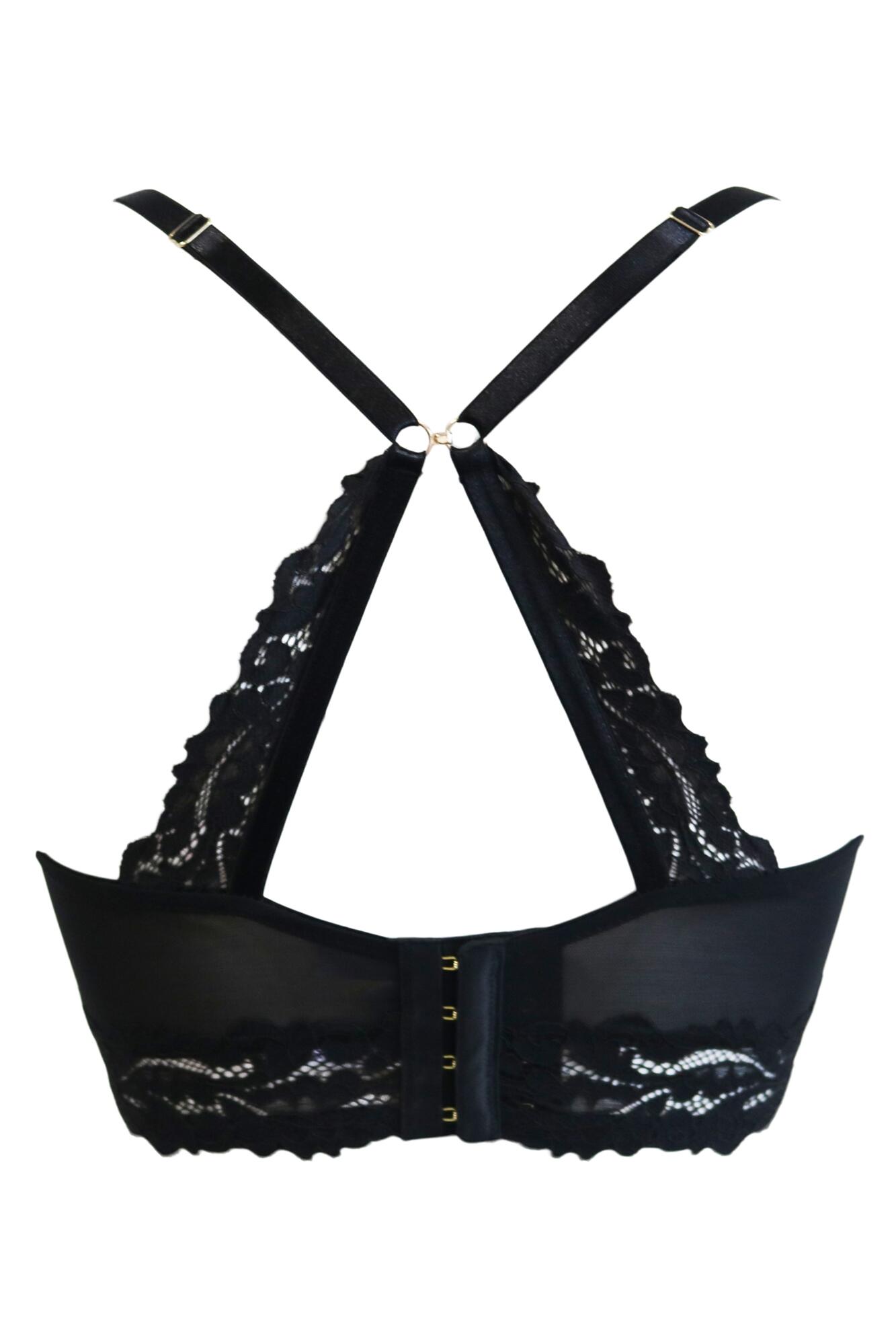 Stretch Mesh Bustier W-underwire & Padded Cups Black Md