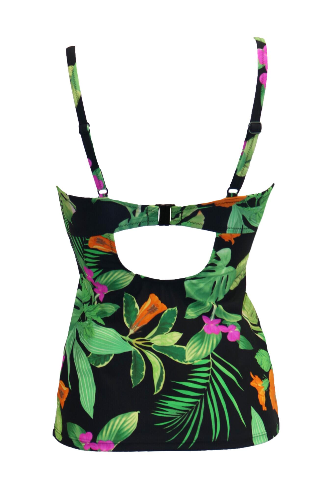 ARENA Tankini Bambina Tropical Summer - Costume 2 Pezzi Con Protezione UV, Spalline Incrociate, Morbido E Resistente Al Cloro