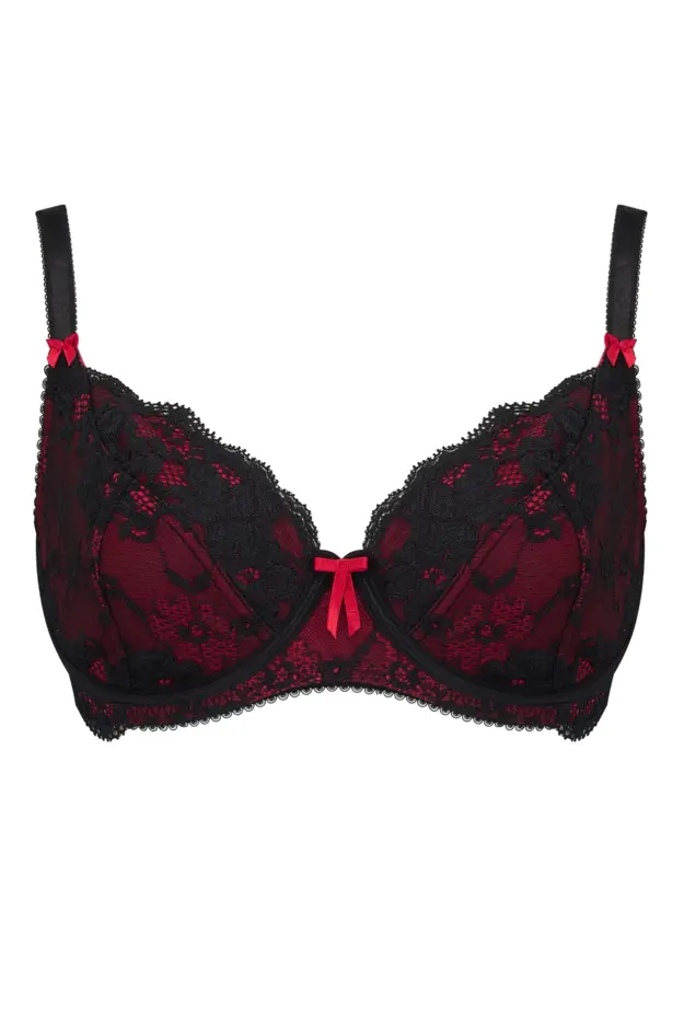 Pour Moi Dark Romance Red and Black Unlined Strappy Bra 21702