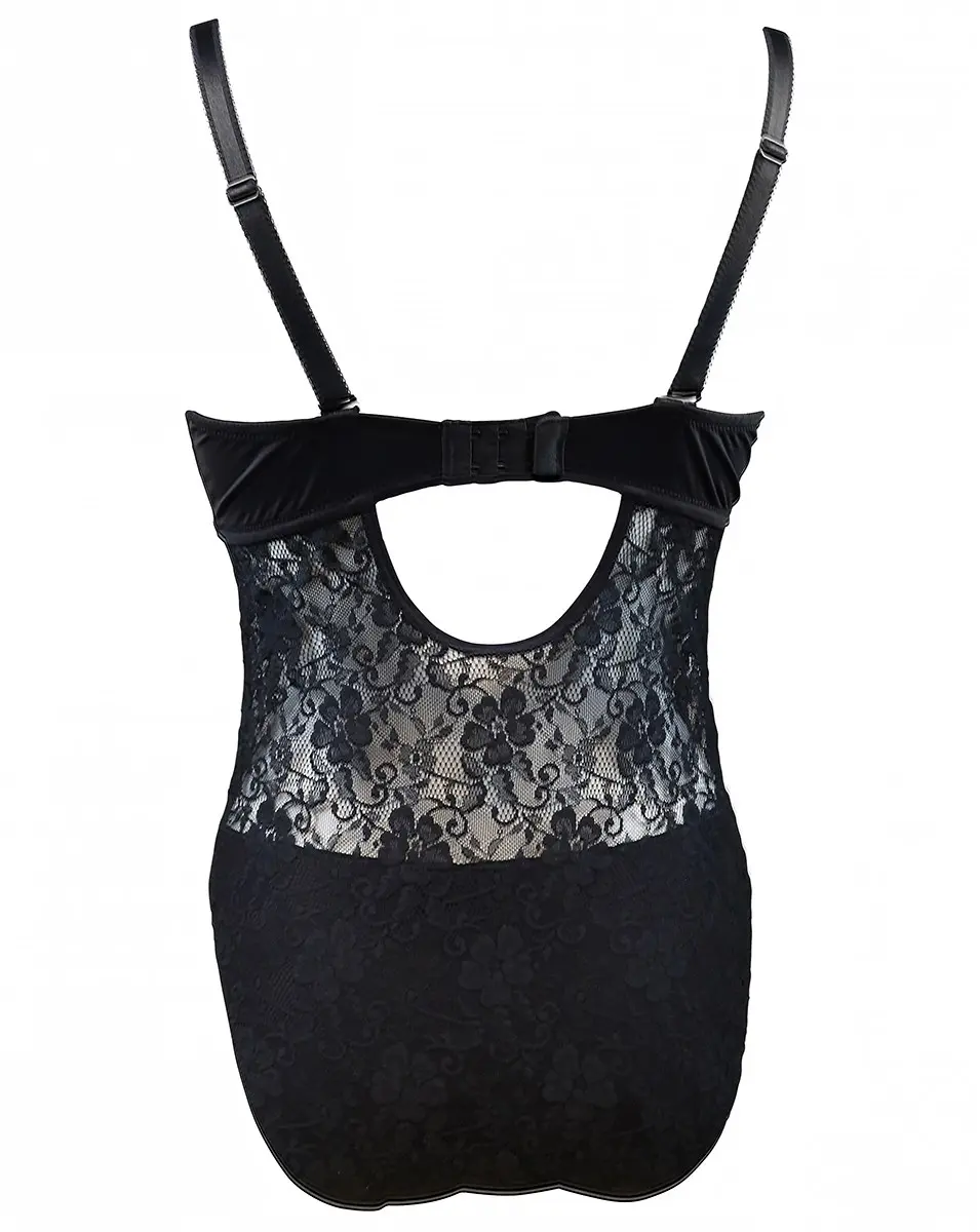 Rebel Strapless Padded Underwired Body | Black | Lace | Pour Moi