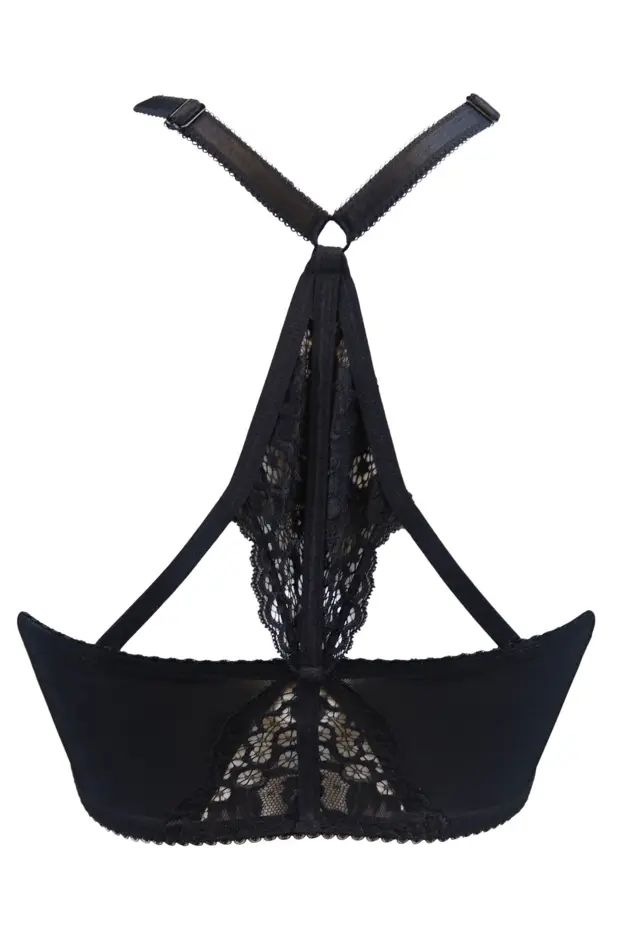 Amour Accent Front Fastening Underwired Bralette - Black/Pink