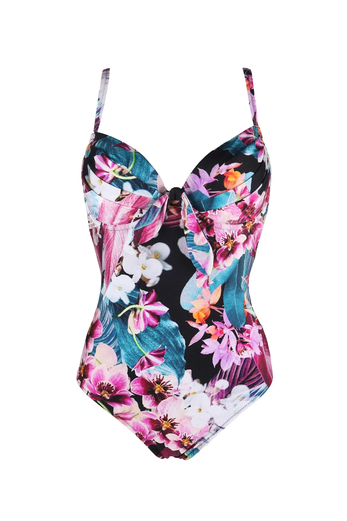 Orchid Luxe Padded Underwired Swimsuit | Cassis/Black | Pour Moi Clothing