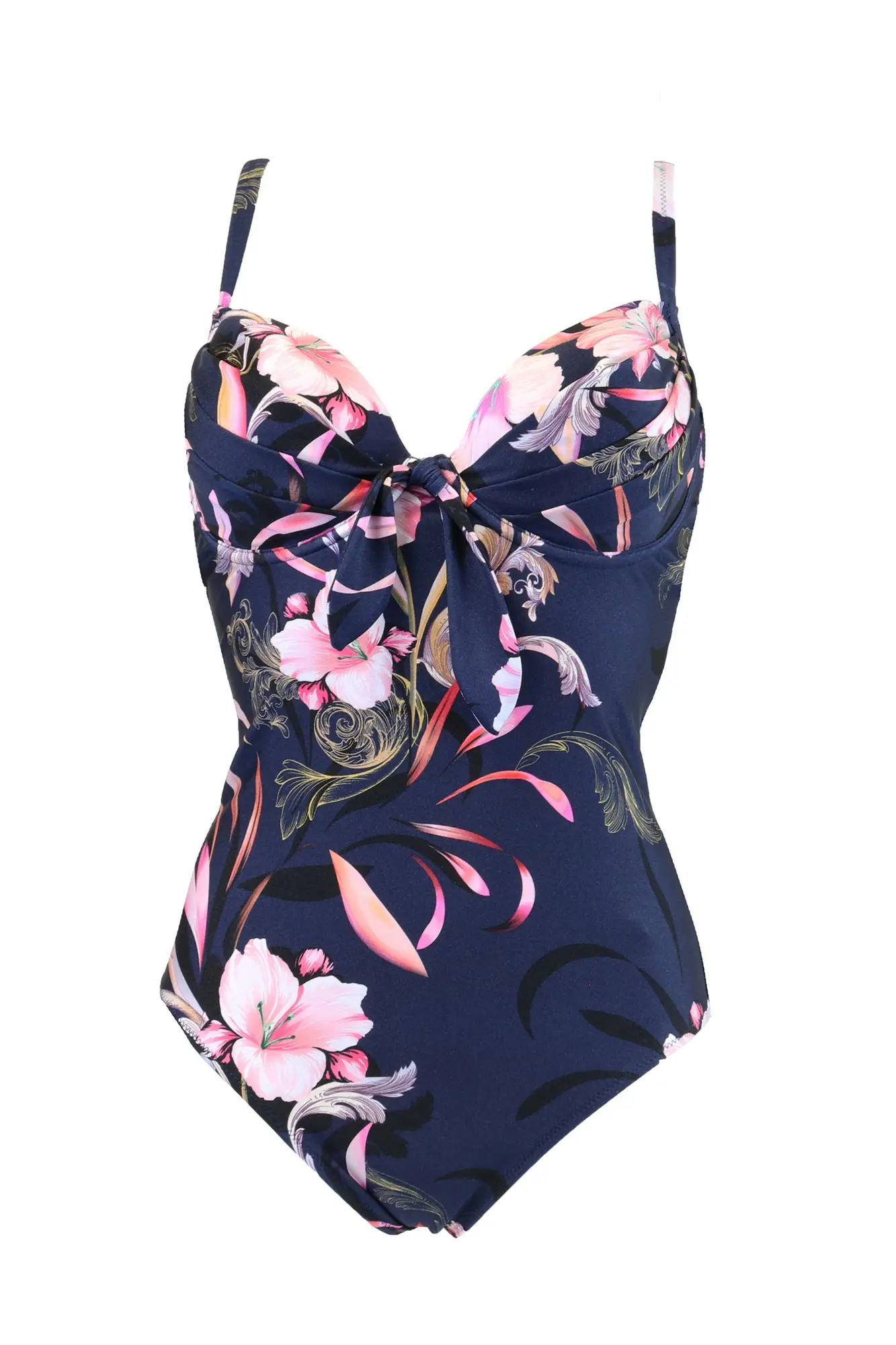 Orchid Luxe Padded Underwired Swimsuit | Navy/Pink | Pour Moi