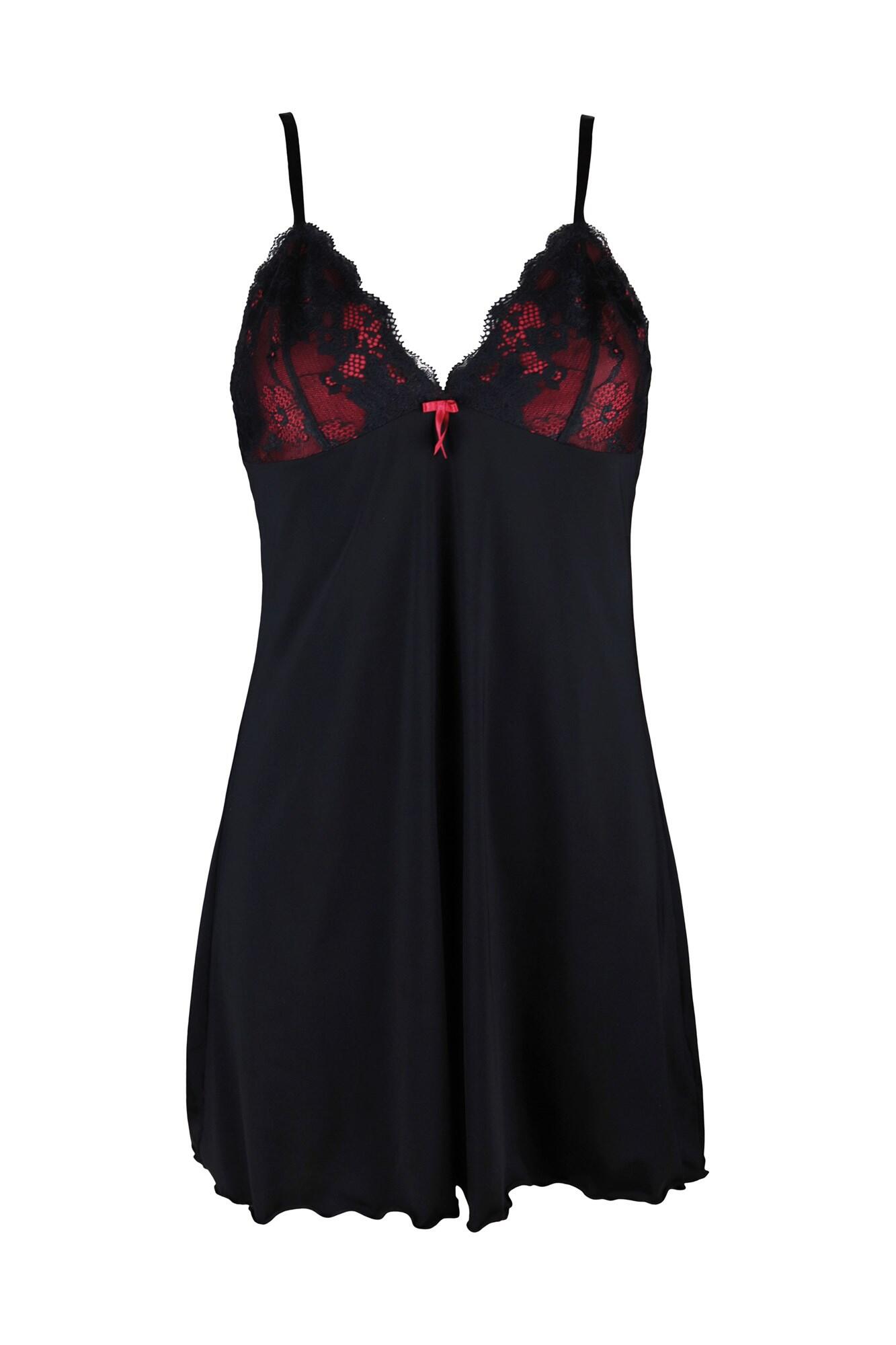 Amour Luxe Chemise in Black/Scarlet | Pour Moi Clothing