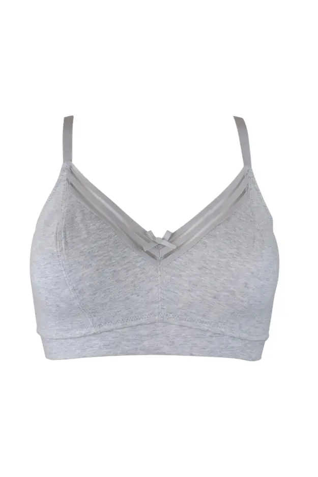 Pour Moi Fuller Bust Twist soft cotton non wired bralette in gray