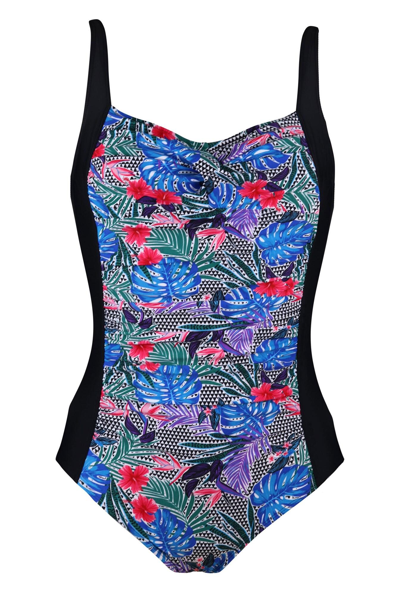 Geo Twisted Front Control Swimsuit Tropical Pour Moi