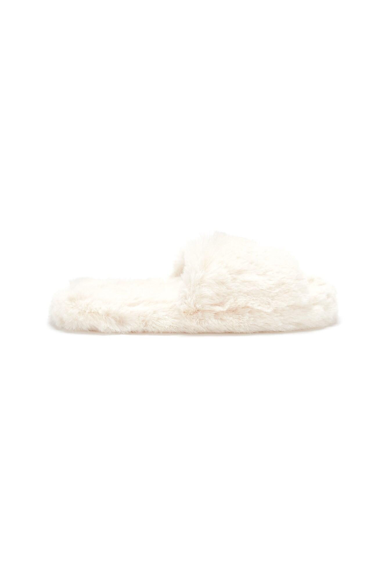 Cosy Faux Fur Slider Slippers Cream Pour Moi