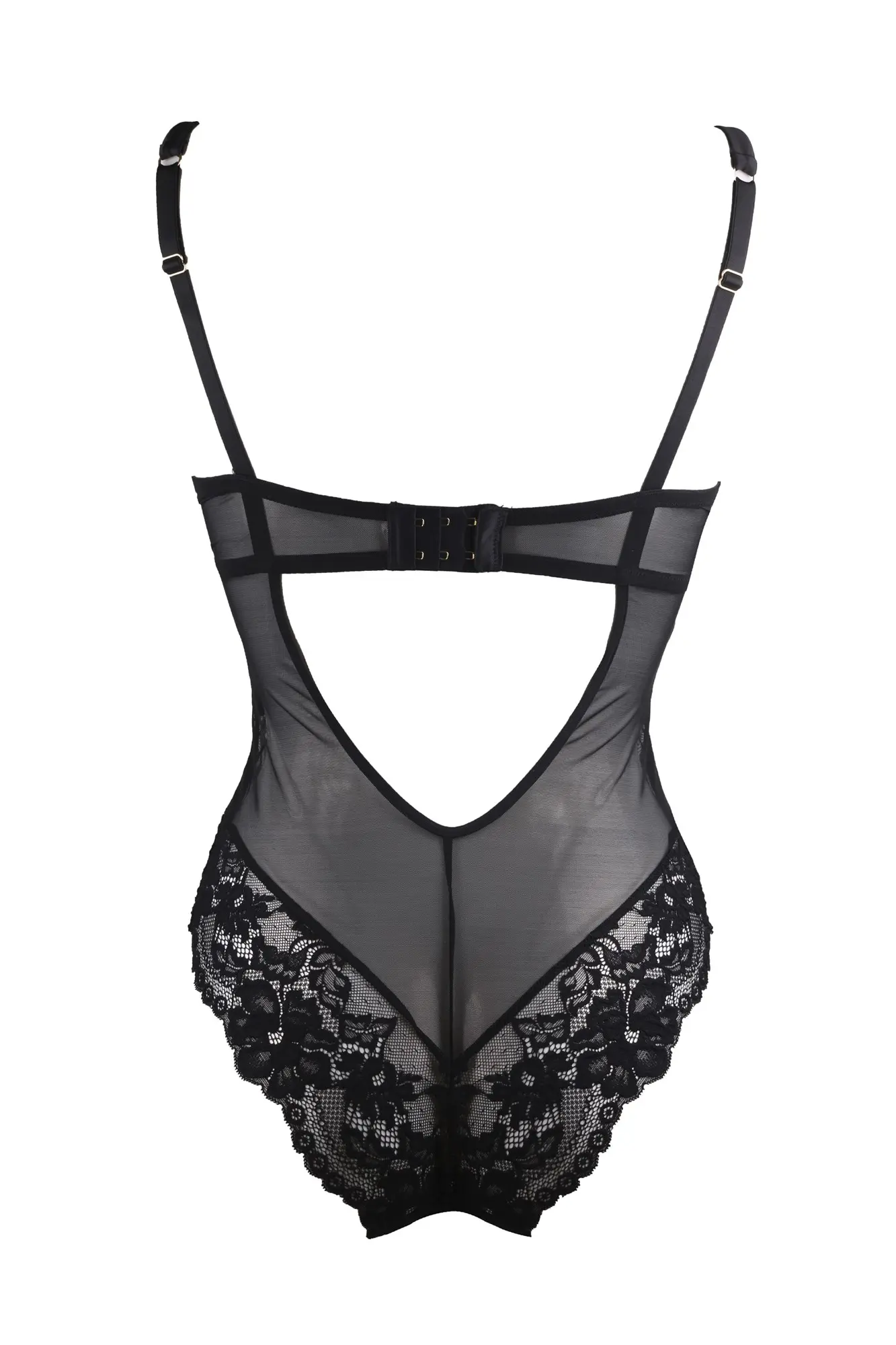 Satin Luxe and Lace Underwired Body - Black