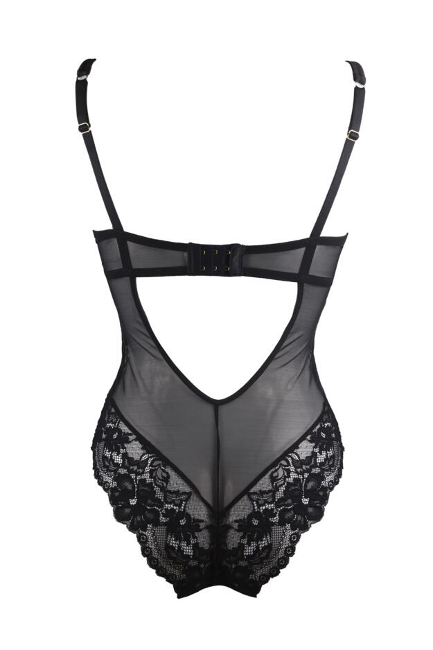 In The Style exclusive satin and lace body in black