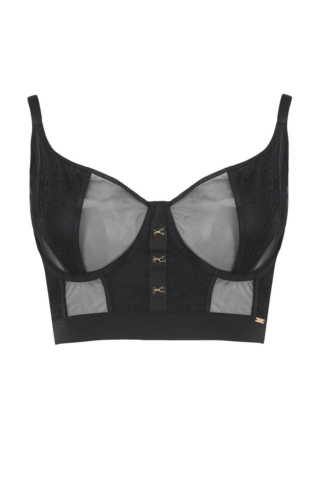 AMERI INDIA EMBROIDERY BUSTIER ブラックF India Underwired Bustier in Black | Pour Moi Clothing