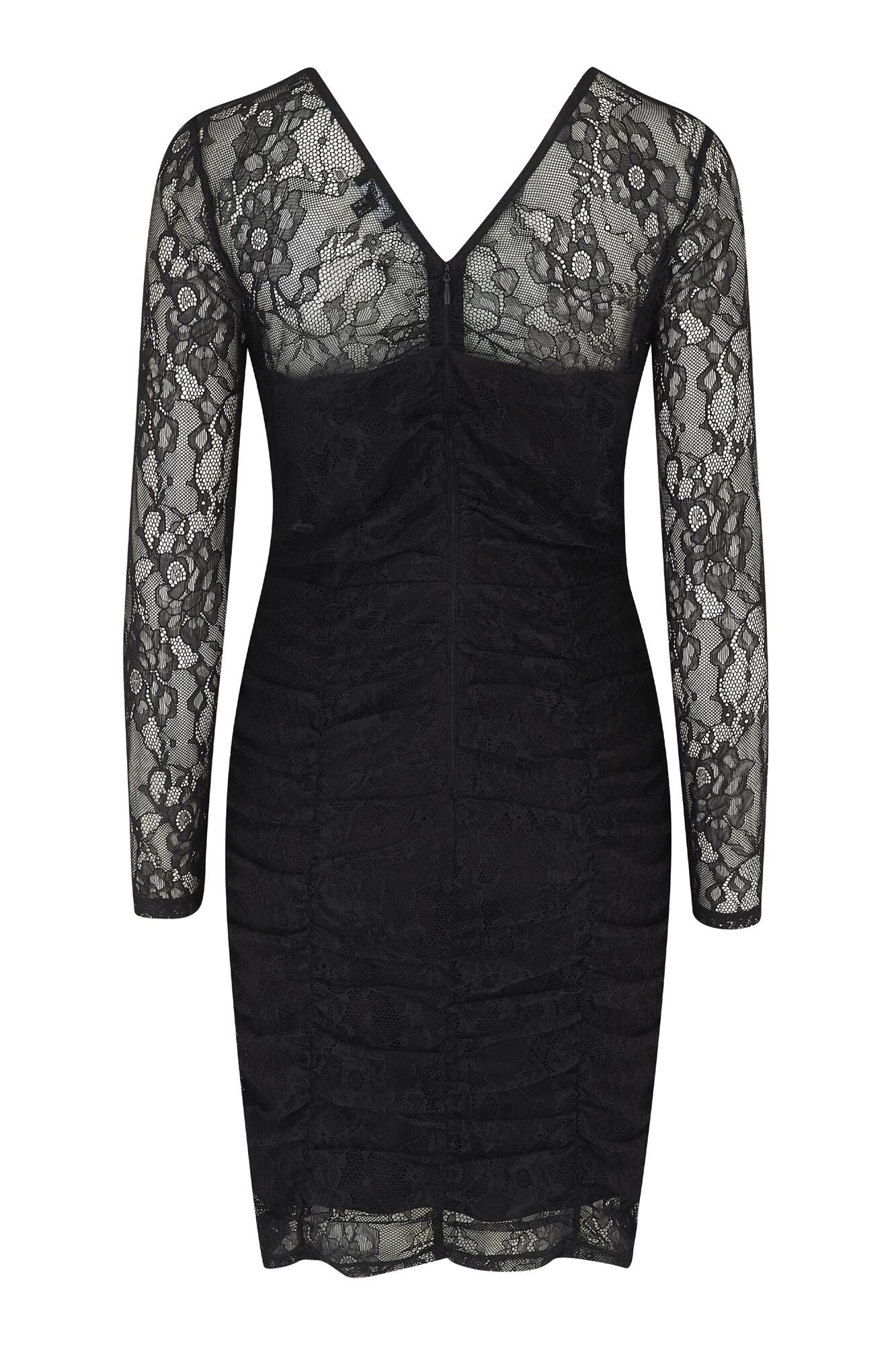 Stretch Lace V Neck Mini Dress | Black | Pour Moi Clothing