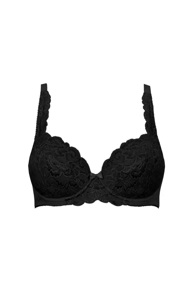 Forever Fiore Padded Plunge Bra in Black | Pour Moi Clothing
