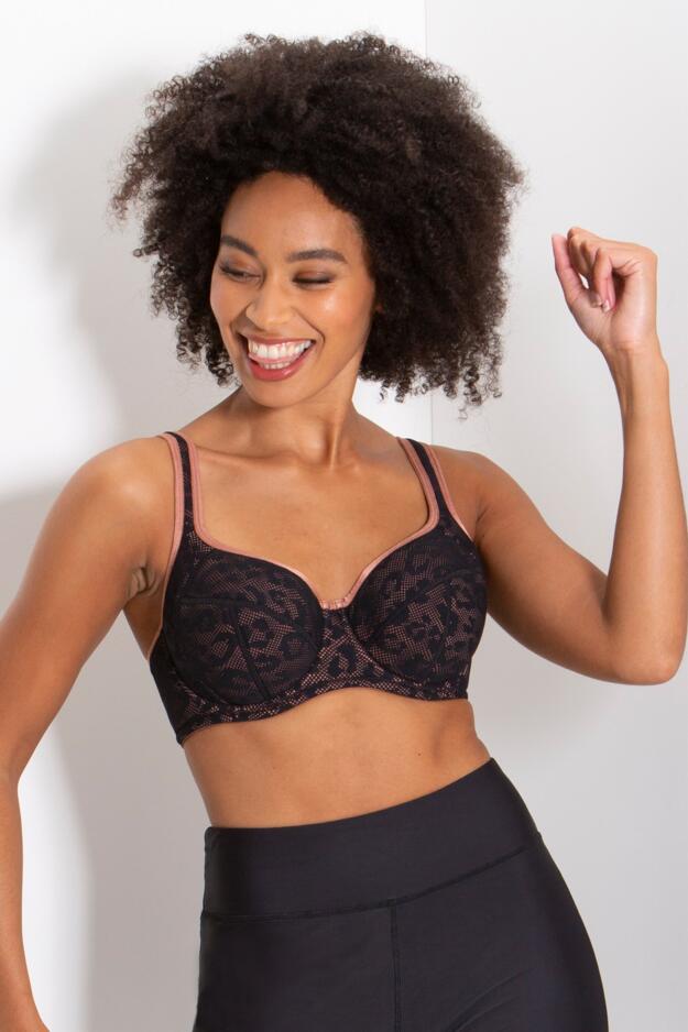 Energy Reach Underwired Lightly Padded Sports Bra - Black Lace