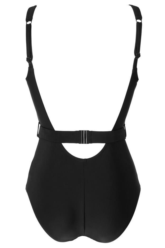 Buy Pour Moi Black Space Notch Neck Belted Control Swimsuit from