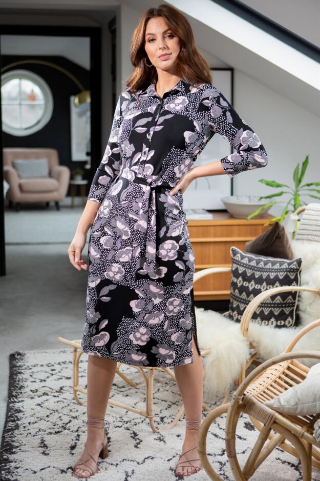 Slinky Jersey Midi Shirt Dress
