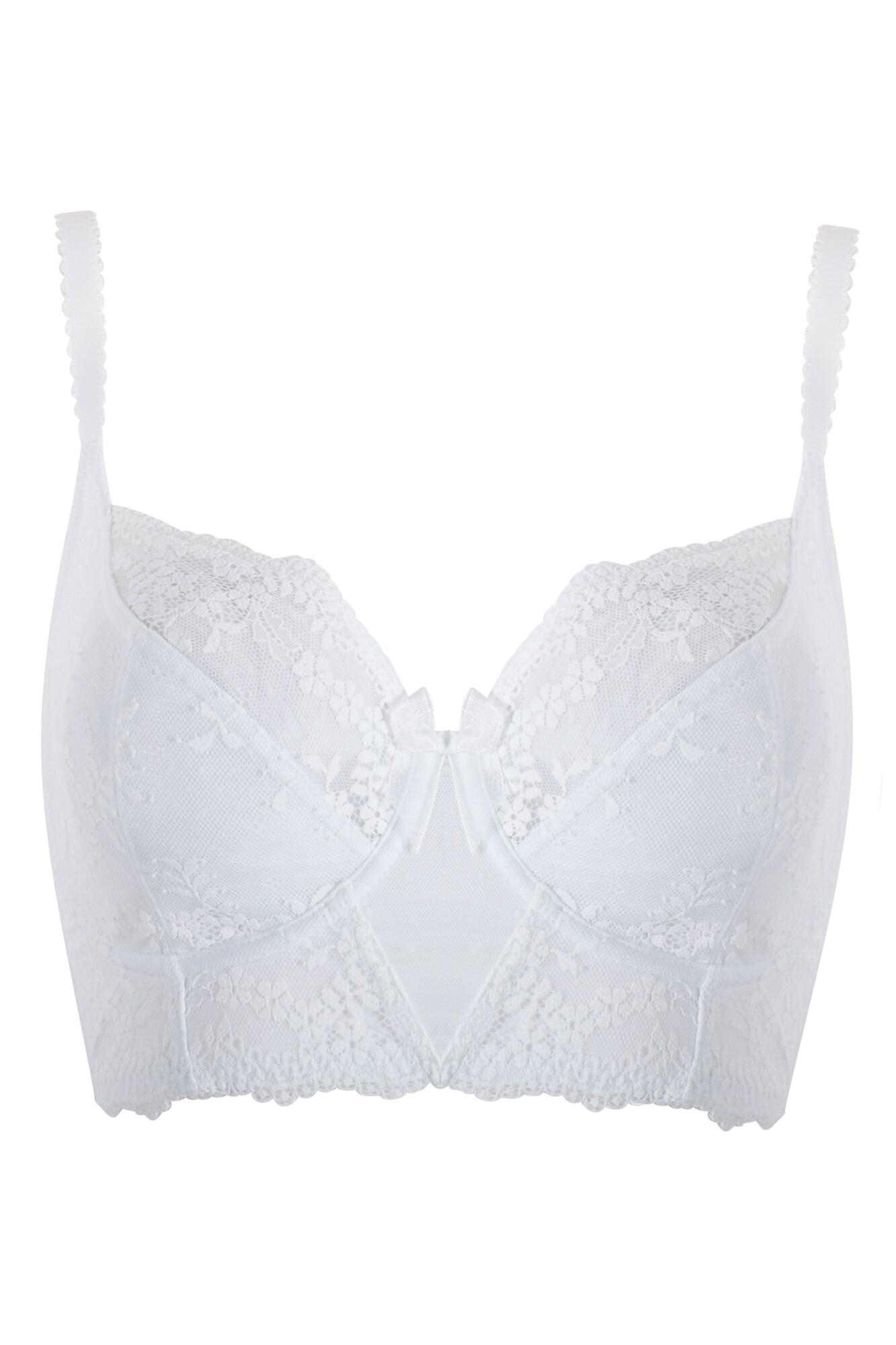 Flora Longline Underwired Bra in White | Pour Moi Clothing