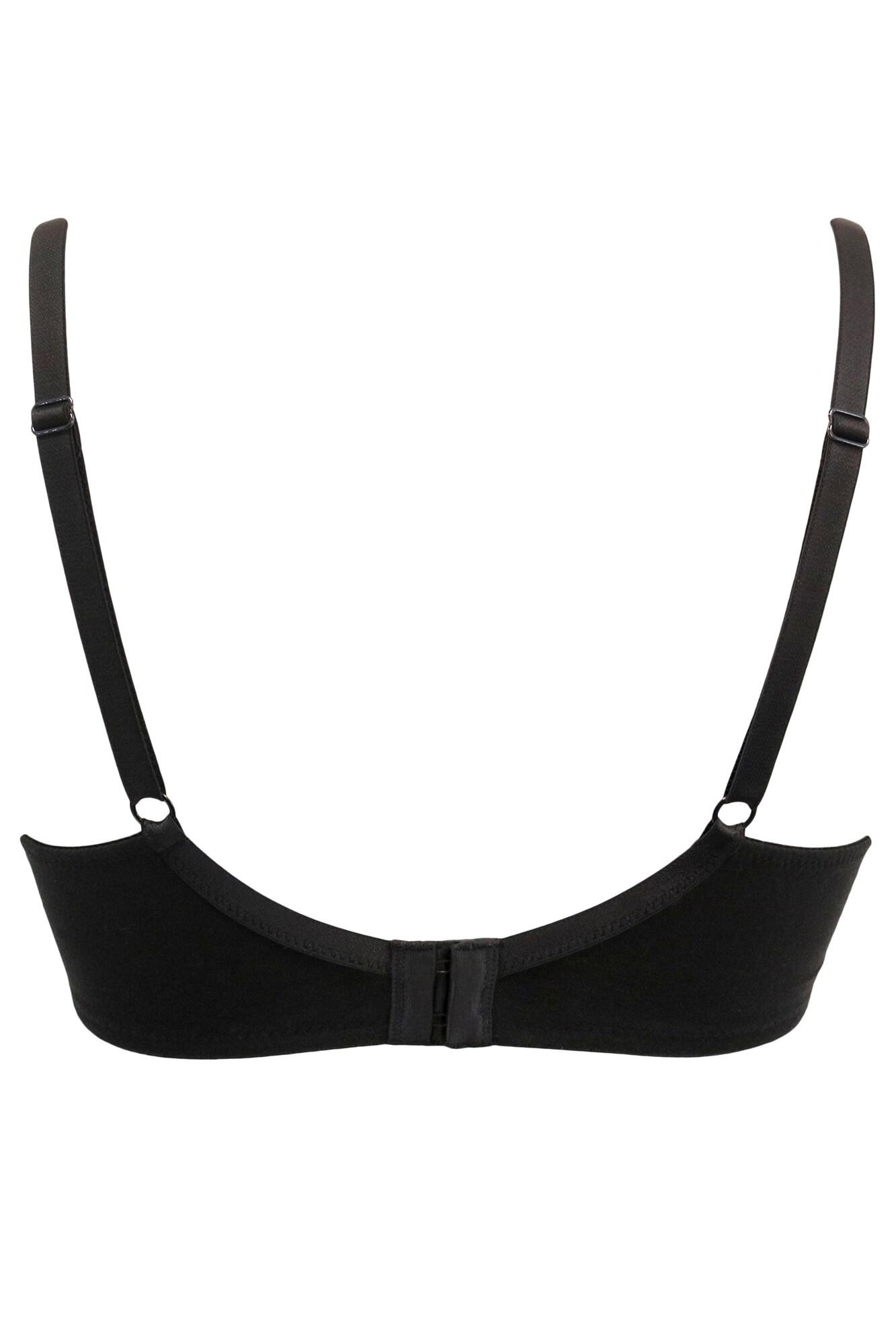 Padded black cotton bra top with fastening, Bras