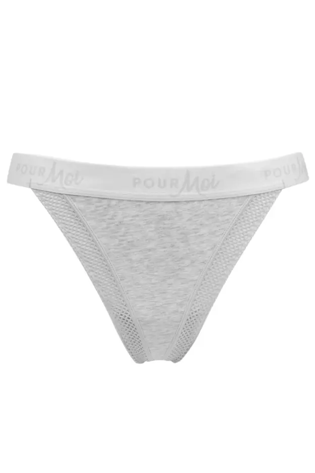 Love To Lounge Logo Cotton Thong, Grey Marl