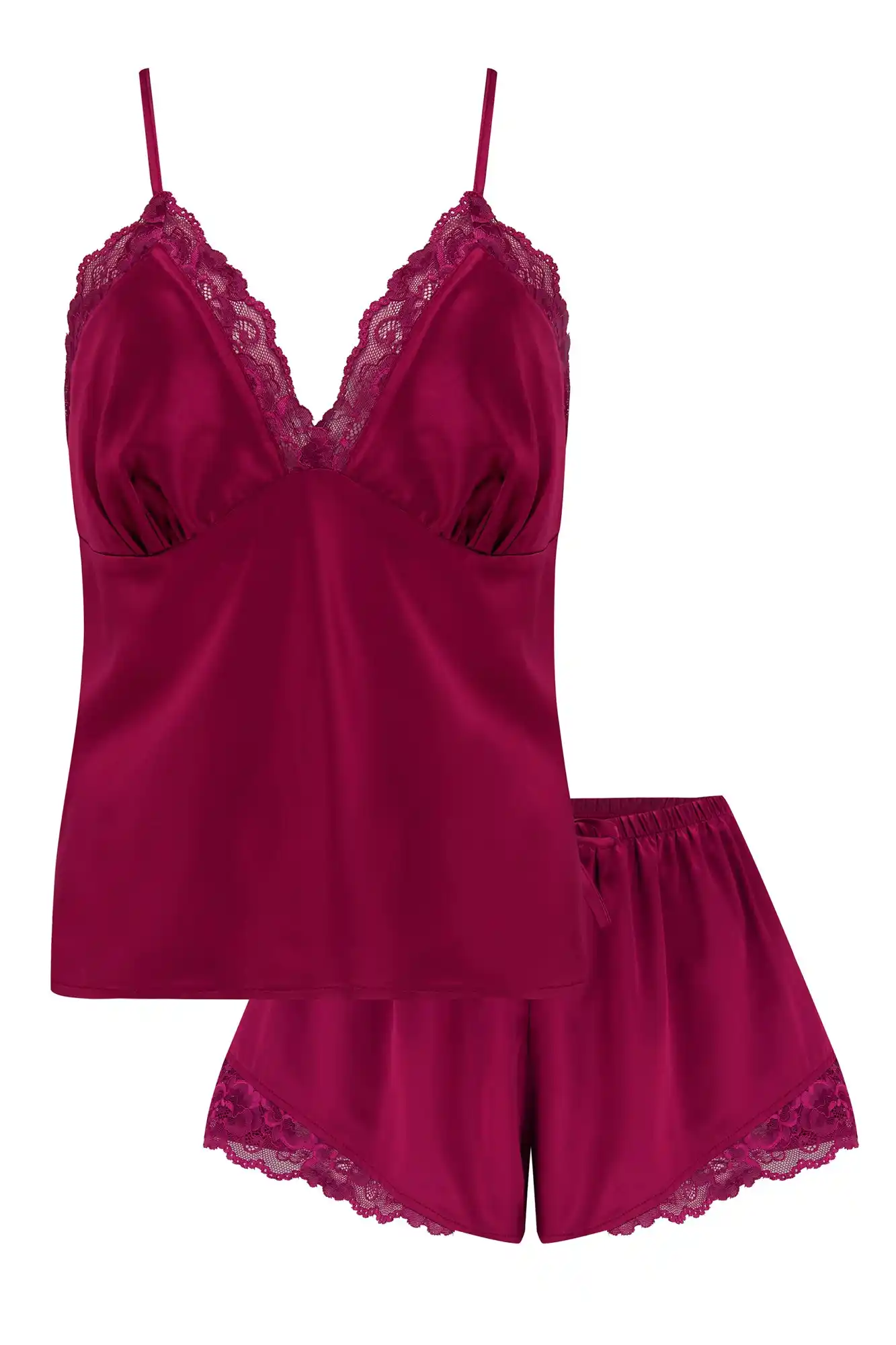Women's Lingerie Pink Jersey Lace Trim Short PJ Set - Size 10