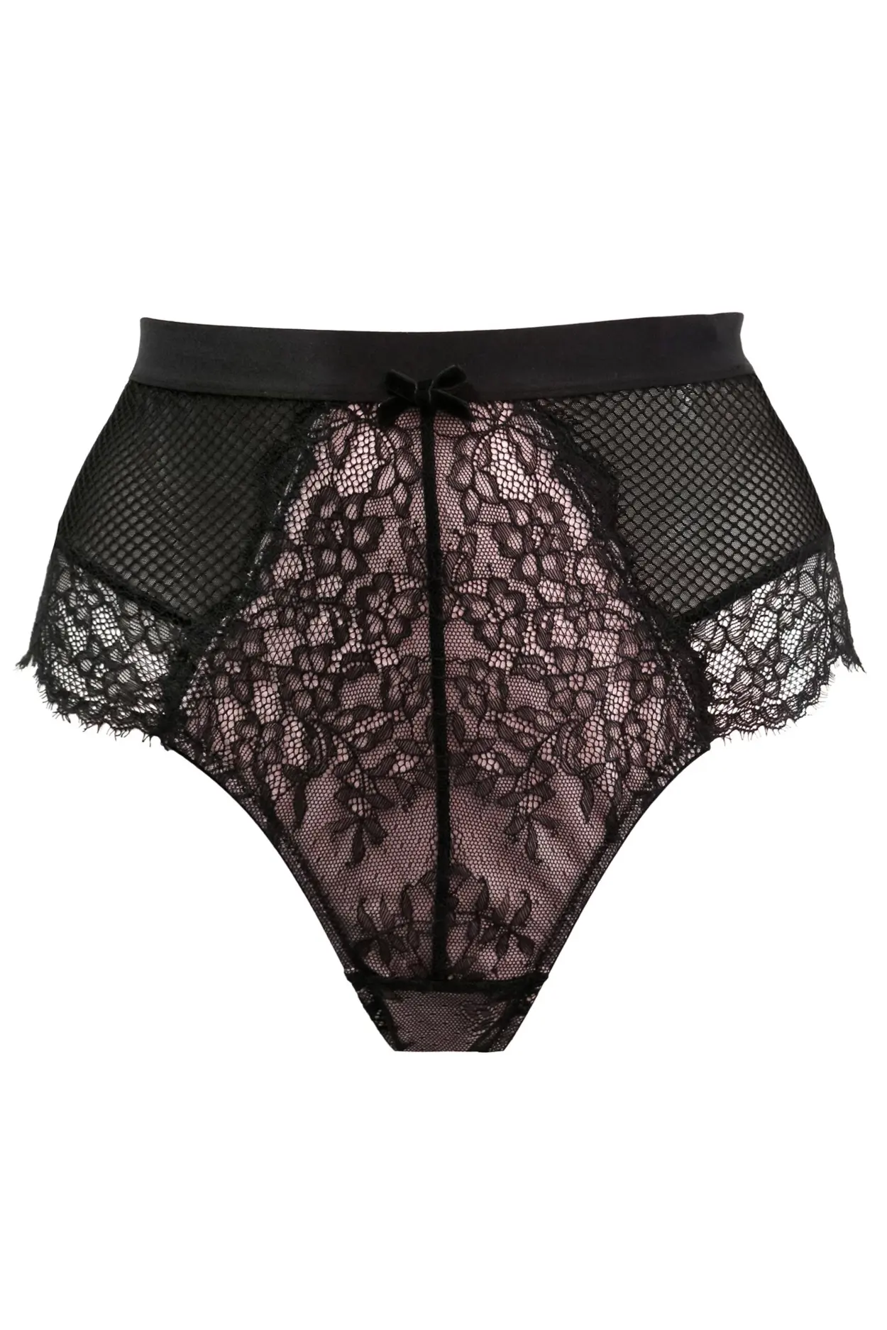 Dark Romance Deep Lace Up Brief in Black/Pink | Pour Moi Clothing