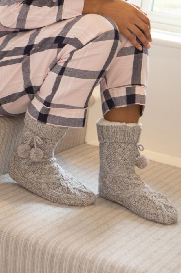 Cosy Cable Knit Slipper Sock 