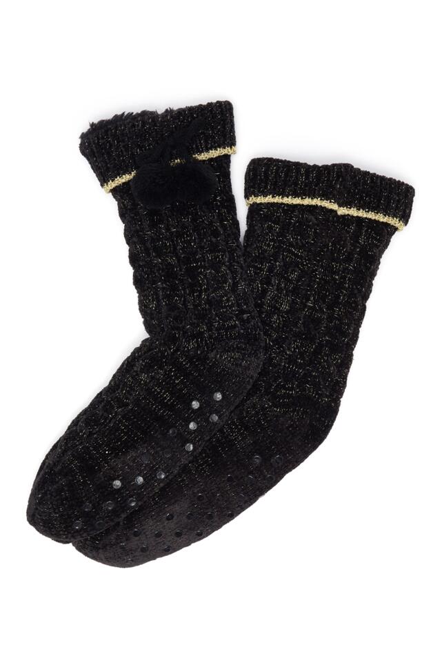 Chenille Sequin Slipper Sock 