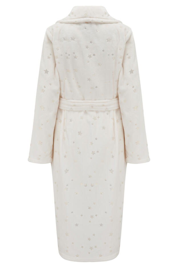 Metallic Star Print Shawl Collar Dressing Gown