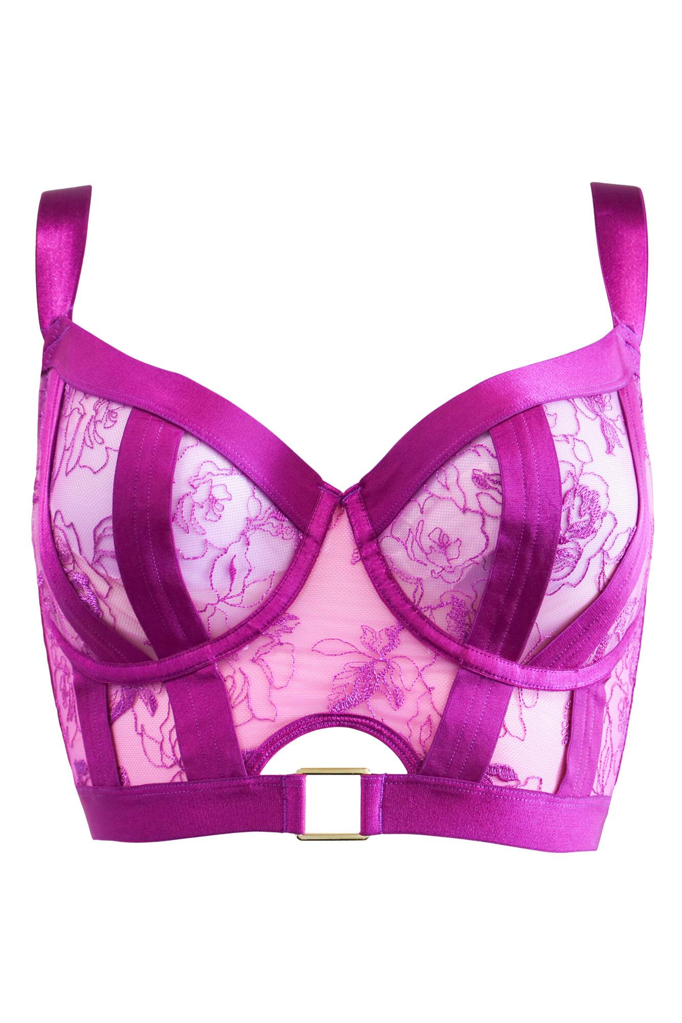 Amour 1502 Underwired Bra Black/Chartreuse 30-44 D-J Clearance.....Pour Moi