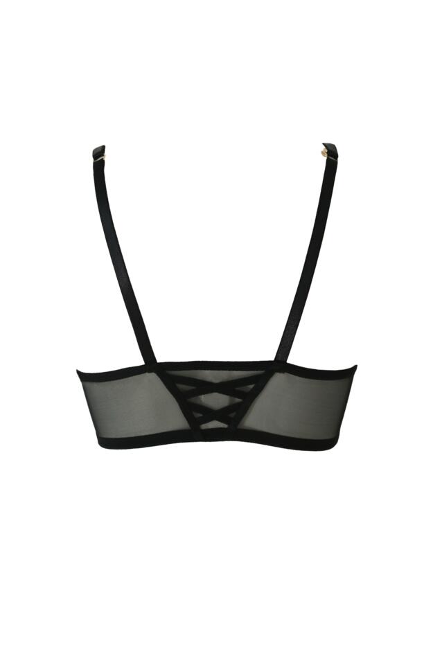 India Sheer and Opaque Push Up T Shirt Bra, Black