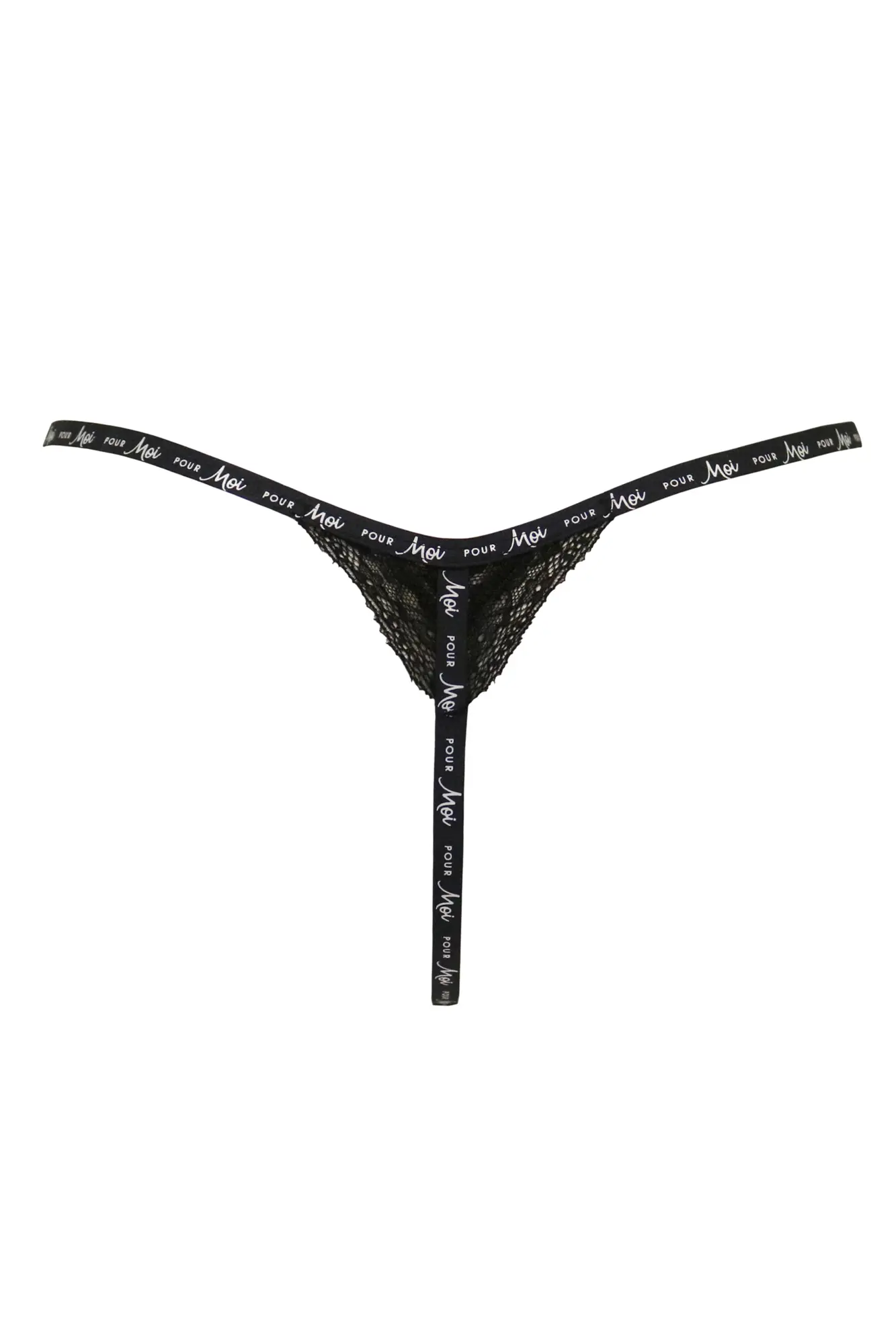 Pour Moi Scandalous wetlook high waist thong with lace up back detail in  black
