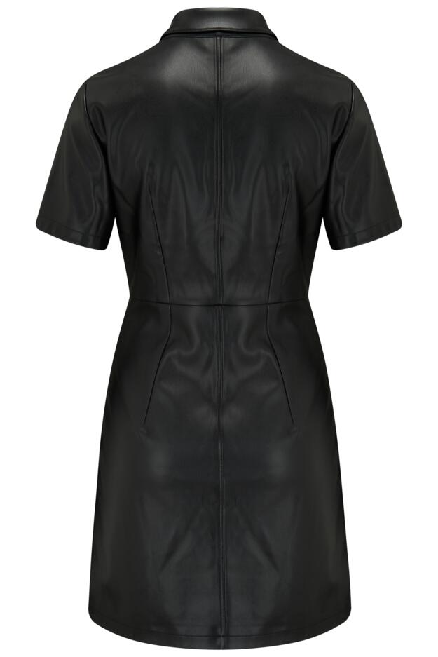 Ella Faux Leather Zip Through Mini Dress | Black | Pour Moi Clothing
