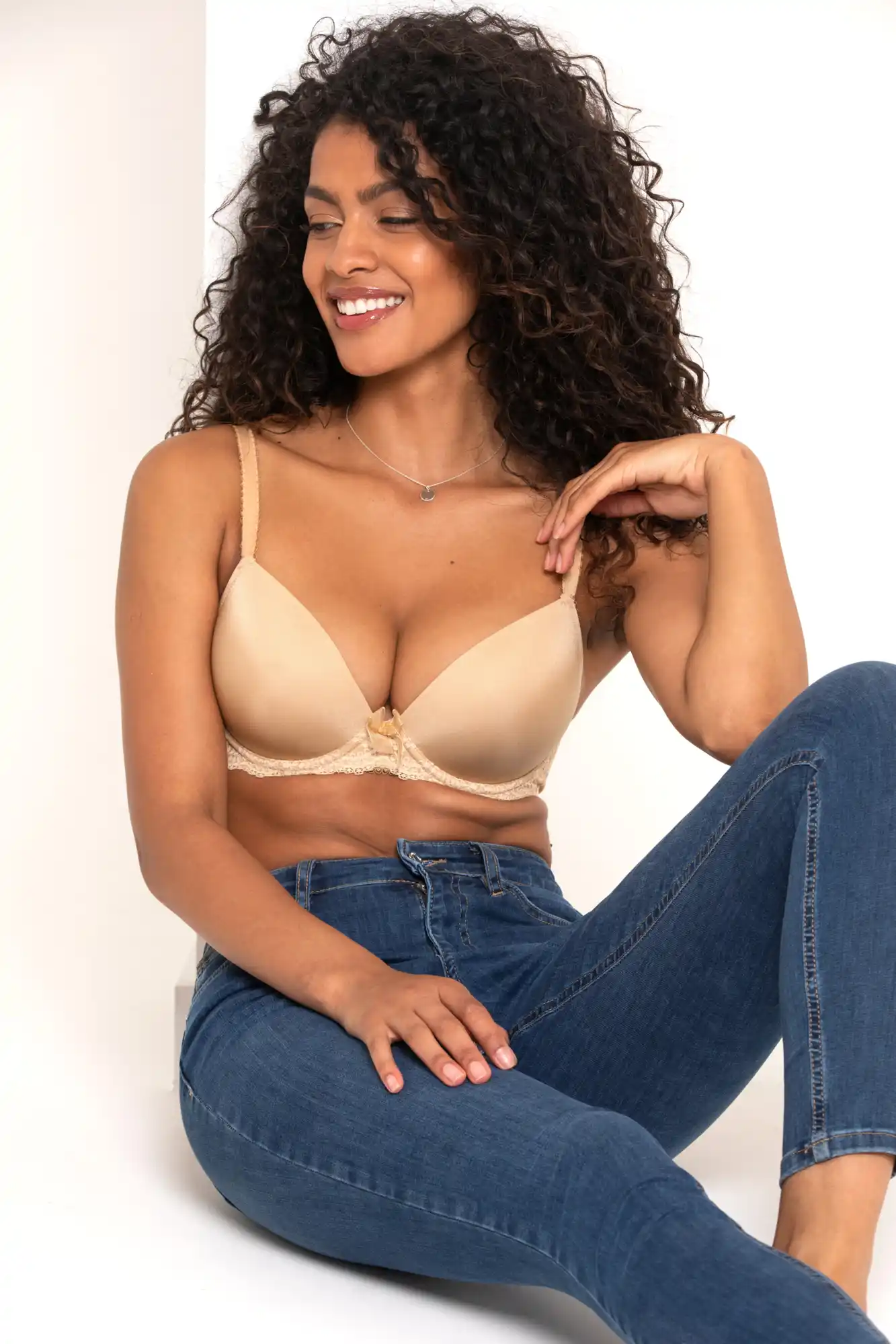 LowProfile Push Up Bra for Women French Deep V Low Cut Large Open Back U  Shaped Beautiful Back Seamless Underwear Small Chest Gathered Anti Sagging  Without Steel Ring Bras Beige 32 
