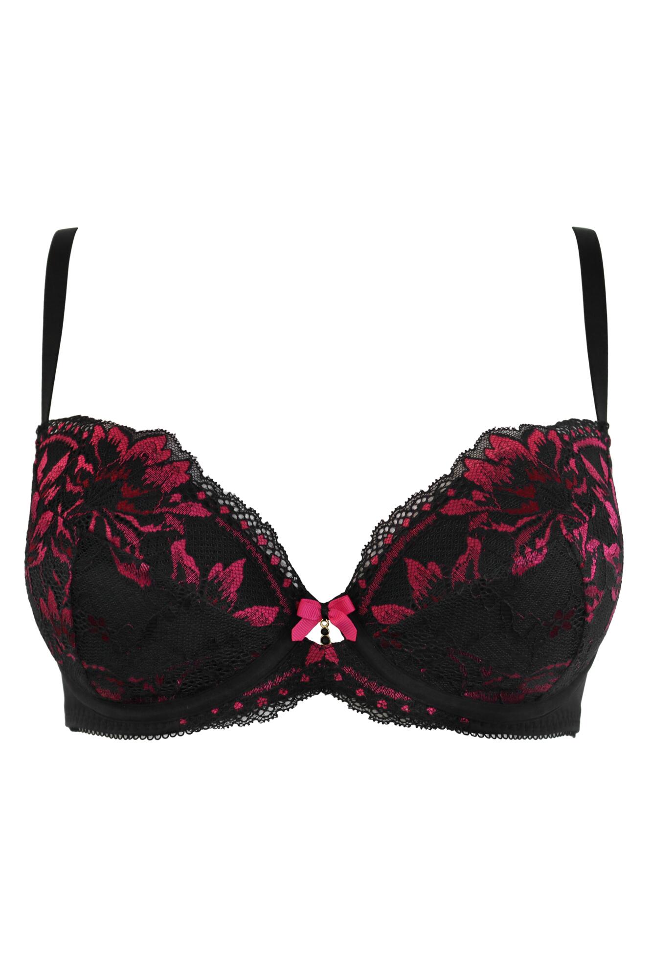 J'Adore Padded Bra | Black/Pink | Pour Moi Clothing