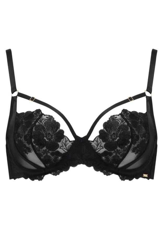 India Bold Embroidery Non-Padded Bra | Black | Pour Moi Clothing