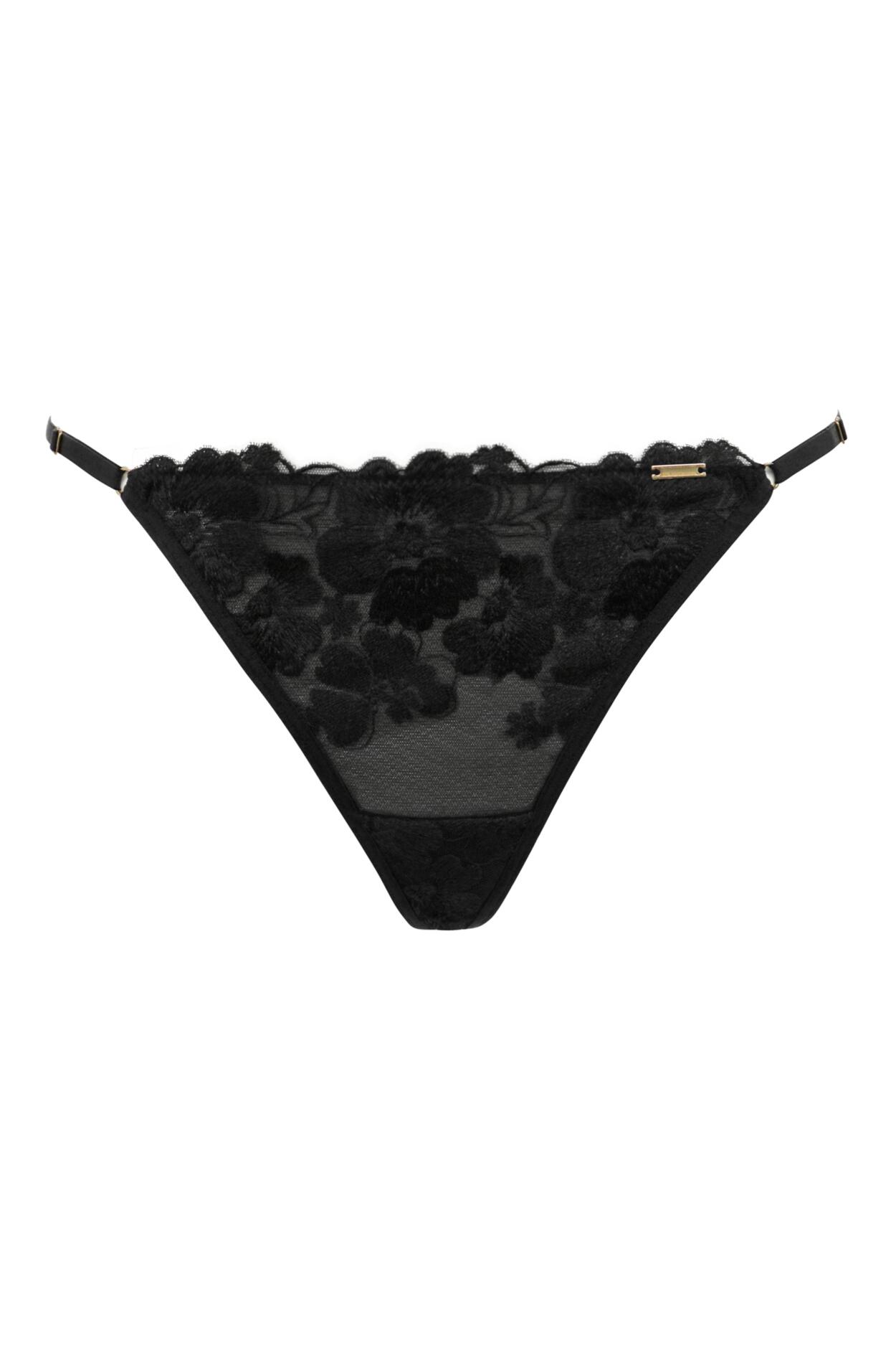 India Bold Embroidery Thong in Black | Pour Moi Clothing