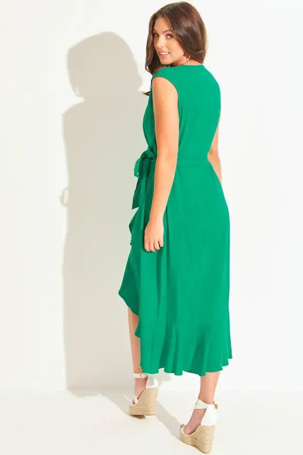 Midaxi Wrap Beach Dress in Green | Pour Moi Clothing