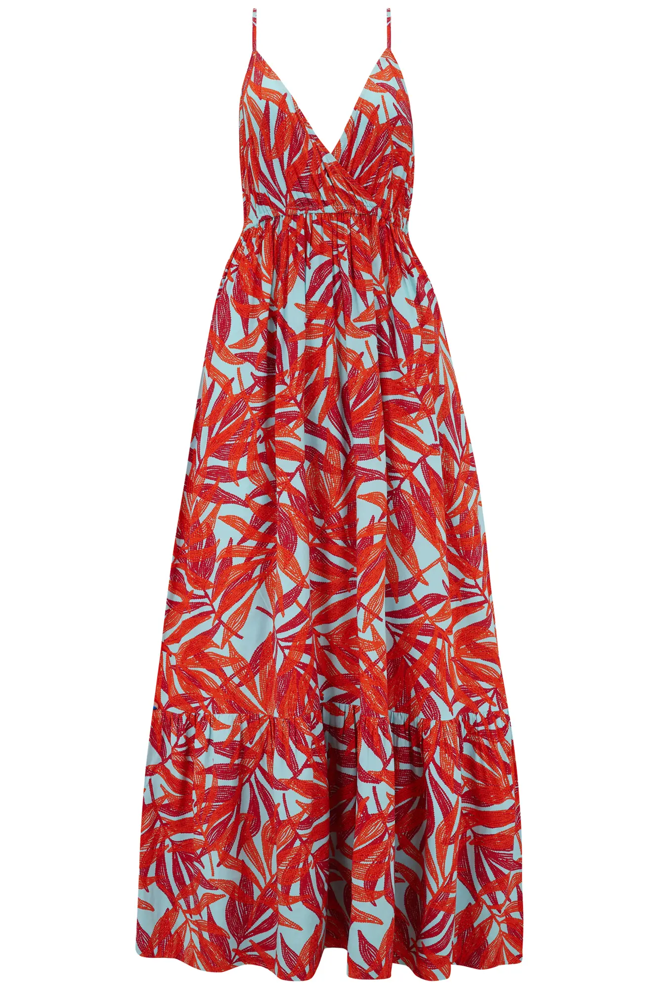 Strappy Tiered Hem Maxi Dress | Aqua Palm | Pour Moi Clothing